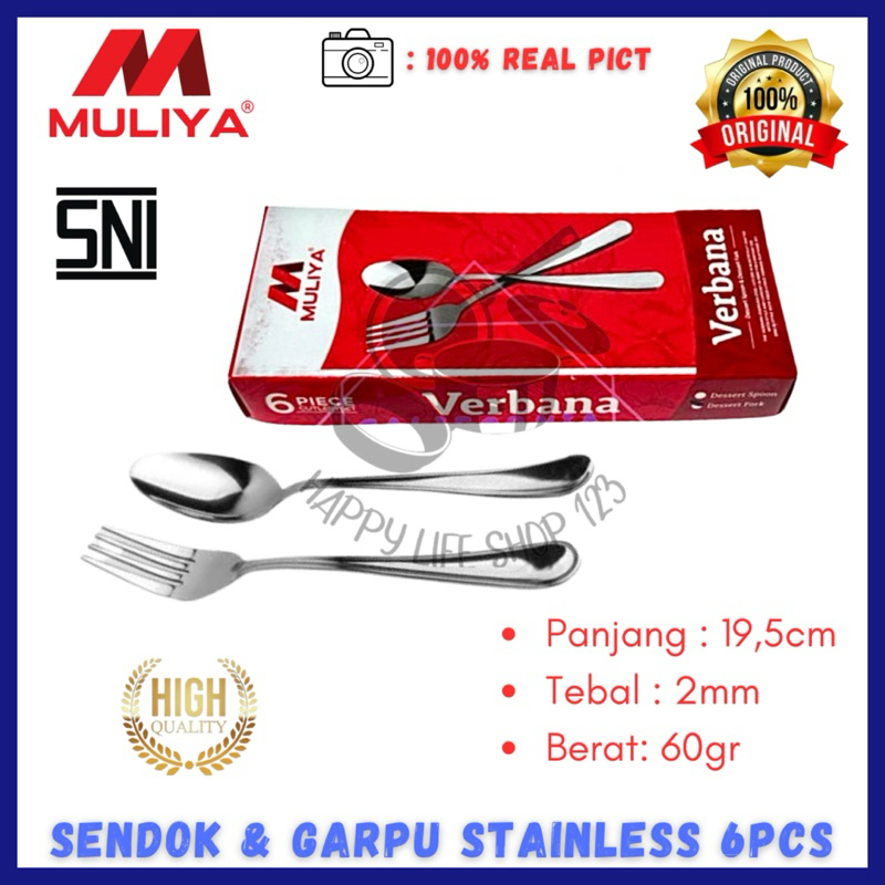 SENDAK DAN GARPU MAKAN STAINLESS STEEL TEBAL / SENDOK GARPU VERBANA (6PCS)