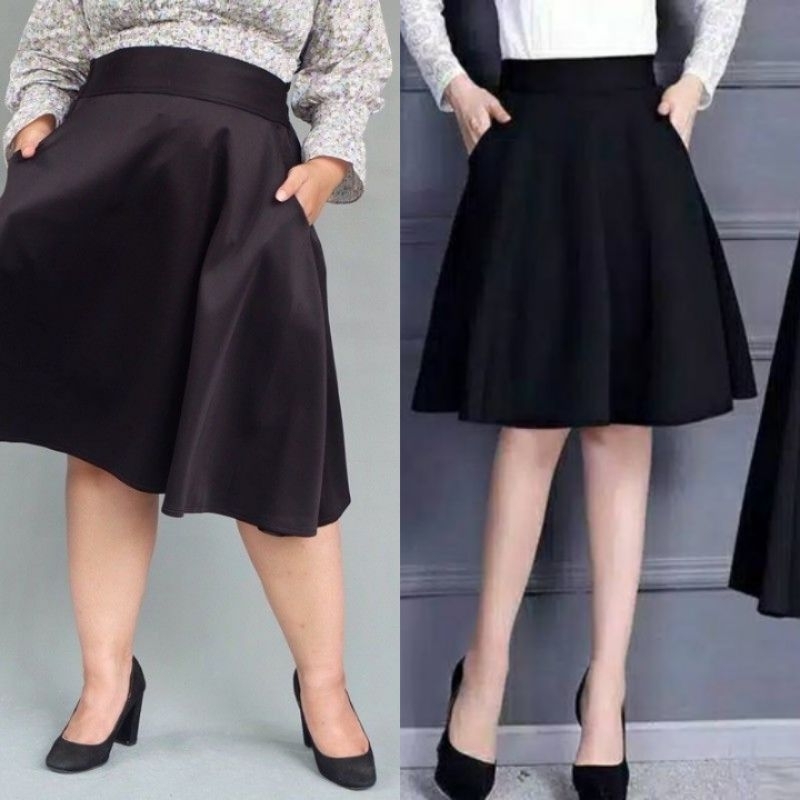 Rok payung, Rok payung jumbo, Rok payung hitam, Rok payung polos, Rok payung bahan Jersey, Rok midi,