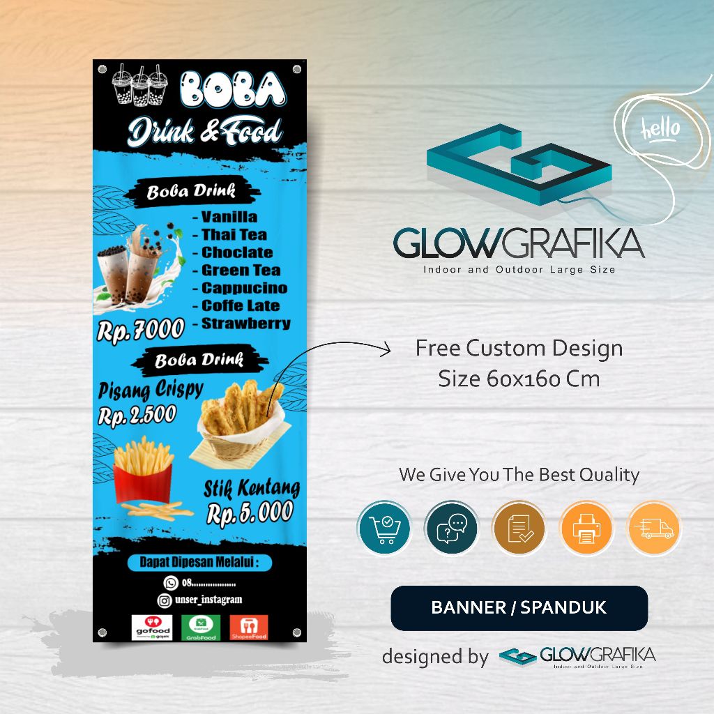 Cetak Spanduk Banner Boba Drink & Food