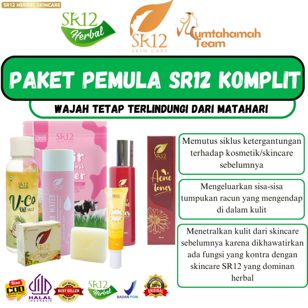 PAKET PEMULA SR12 KOMPLIT / PERAWATAN SKINCARE AMAN & ALAMI / PENETRAL KULIT / PAKET PERAWATAN WAJAH