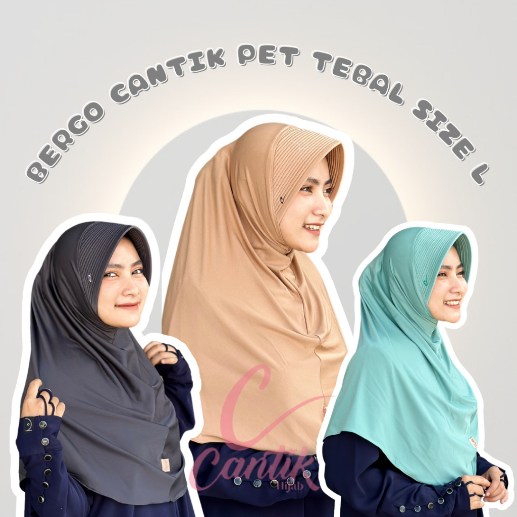 Bergo Pet Tebal Size L/Kerudung Bergo Pet Tebal/Hijab By CANTIK