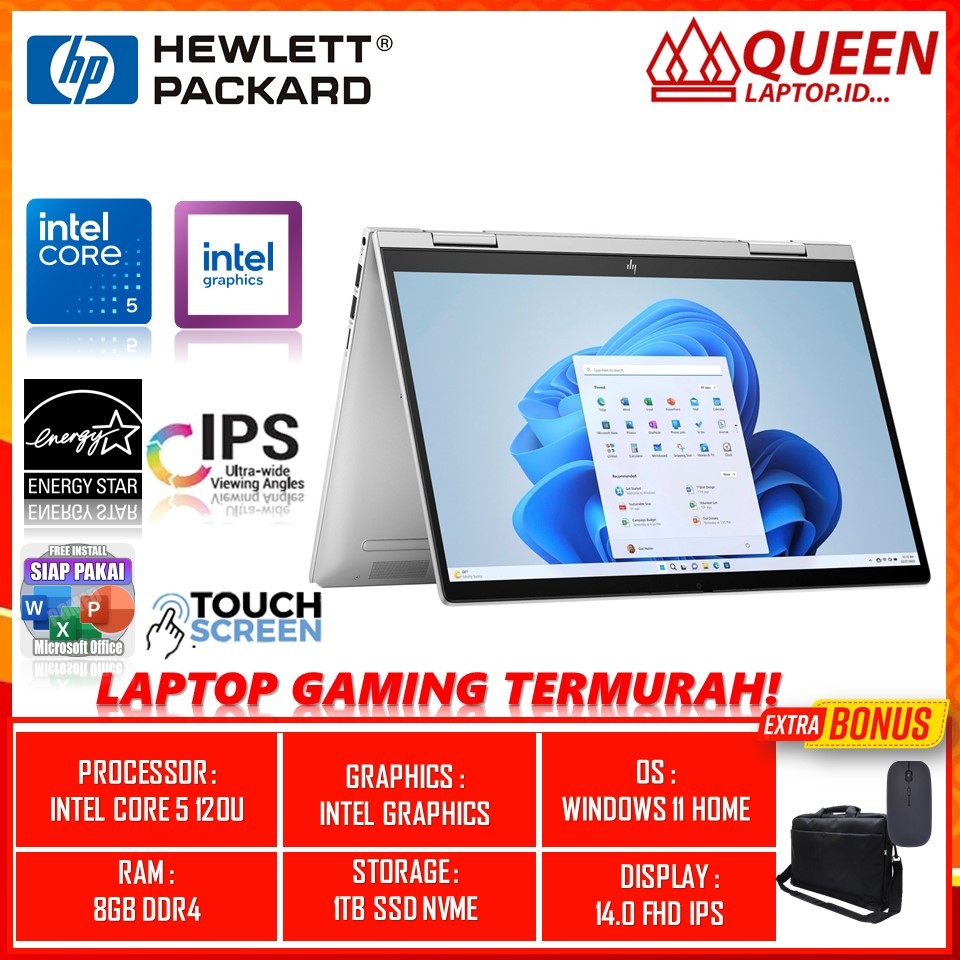 LAPTOP 2IN1 HP ENVY X360 14 INTEL CORE 5 120U RAM 8GB SSD 1TB 14.0 FHD IPS TOUCHSCREEN