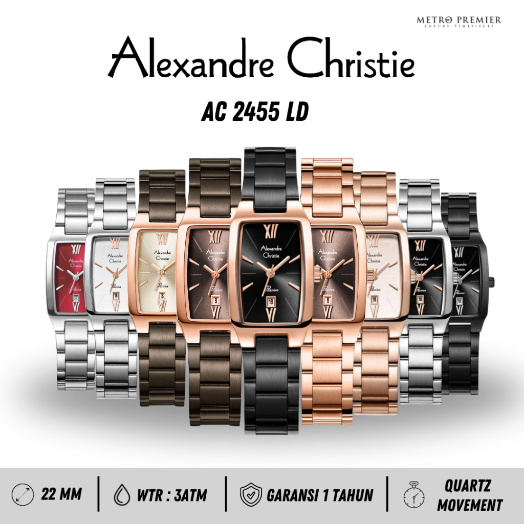 Jam Tangan Alexandre Christie Wanita AC 2455 AC2455 Stainless Steel Original & Garansi Resmi 1 Tahun