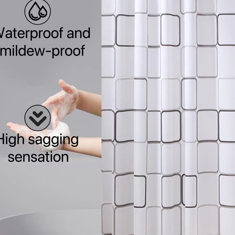 Hot YHOME Tirai Kamar Mandi Bahan Tebal  Shower Cuin  Tirai Plastik Anti Jamur  Sudah Dilengkapi Pen