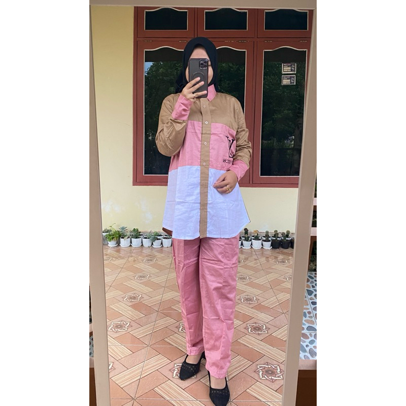 setcel kemeja premium / setcel kekinian / setcel kemeja katun