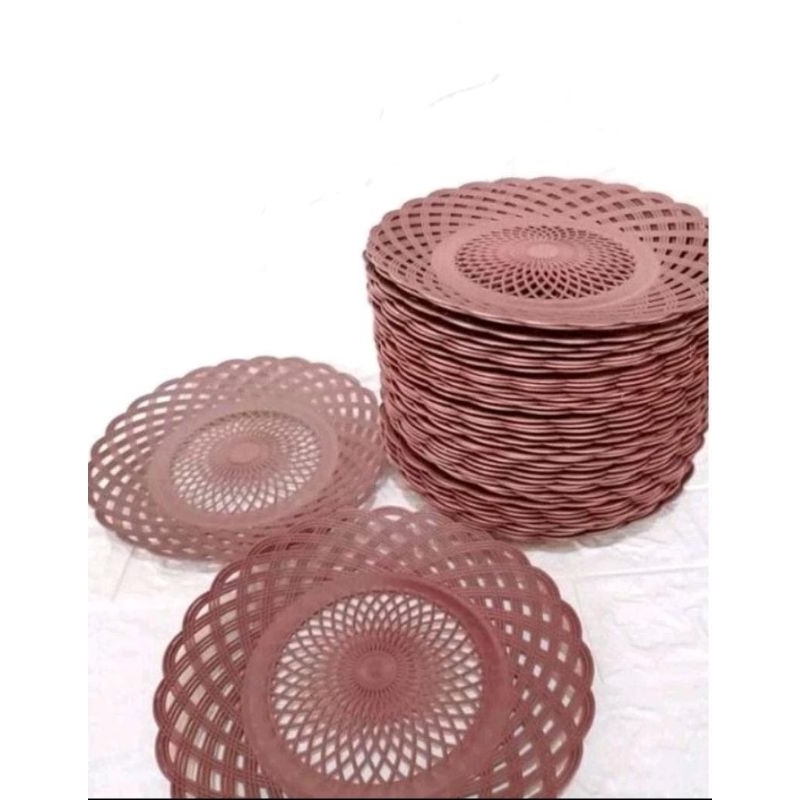 piring rotan plastik 1 lusin
