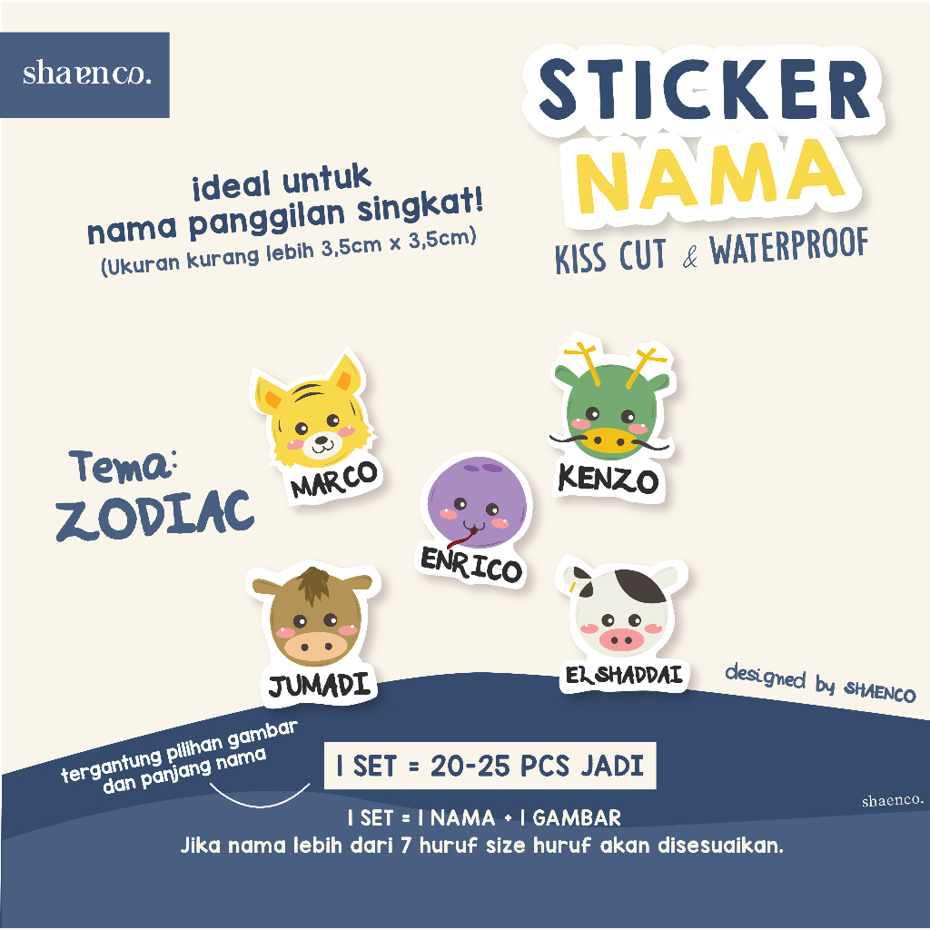 

STIKER LABEL NAMA ANAK SEKOLAH KANTOR WATERPROOF ZODIAC SHIO IMLEK
