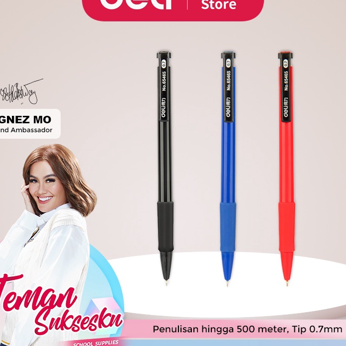 

BIG SALE FASION Deli Ballpoint Pen Pulpen Bolpoin Retracable 7mm Dapat Menulis Hingga 5 Meter 6546S
