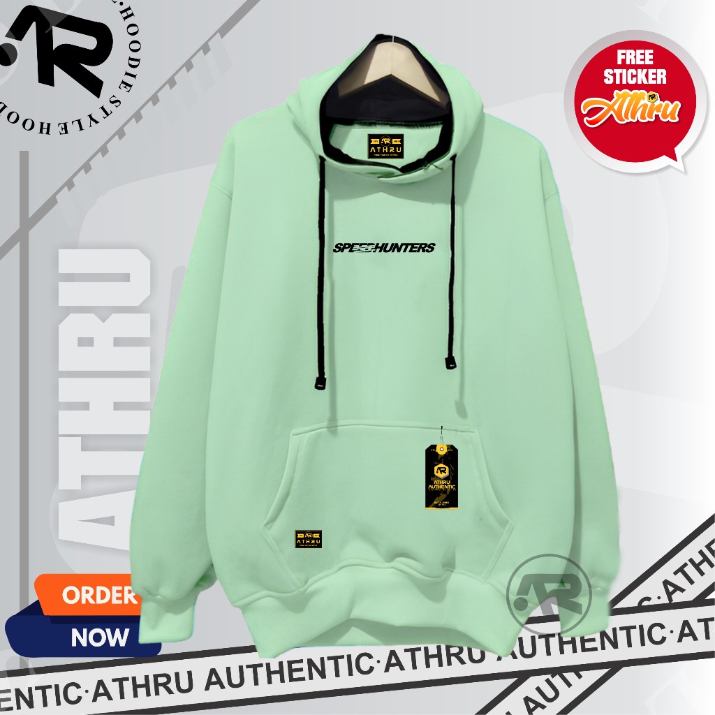 Athru Jaket Hoodie Pria Wanita Warna Hijau Mint Sablon Print Speed Hunter Bahan Tebal Brand Lokal
