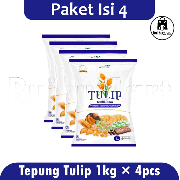 

[ Paket Isi 4 ] Tepung Terigu Tulip Sebaguna 1kg