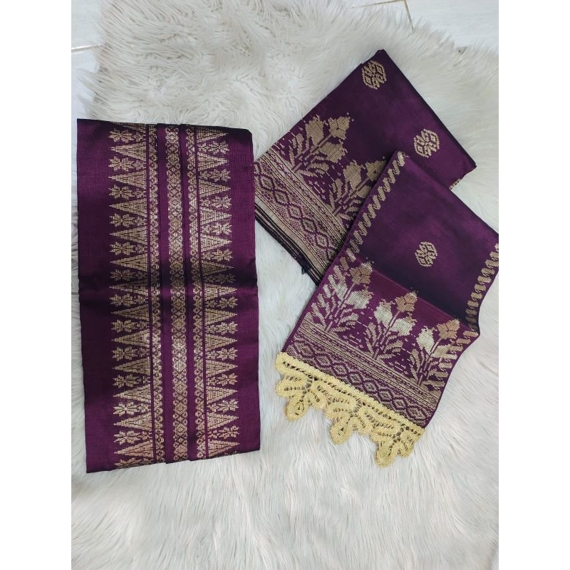 Songket silungkang couple set warna manggis gold burgundy songket padang