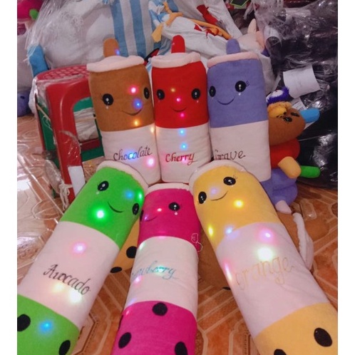 HJ6 Boneka Milk tea guling boba LED
