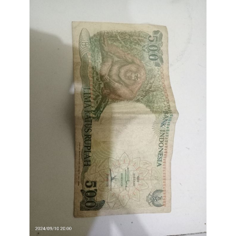 UangKertas Kuno 500 Rupiah Gambar Orang Hutan Tahun 1992