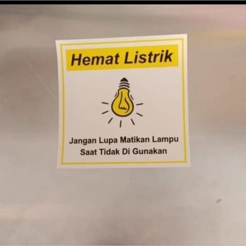 

SIGN STICKER RAMBU HEMAT LISTRIK KUNING UK 15x15CM