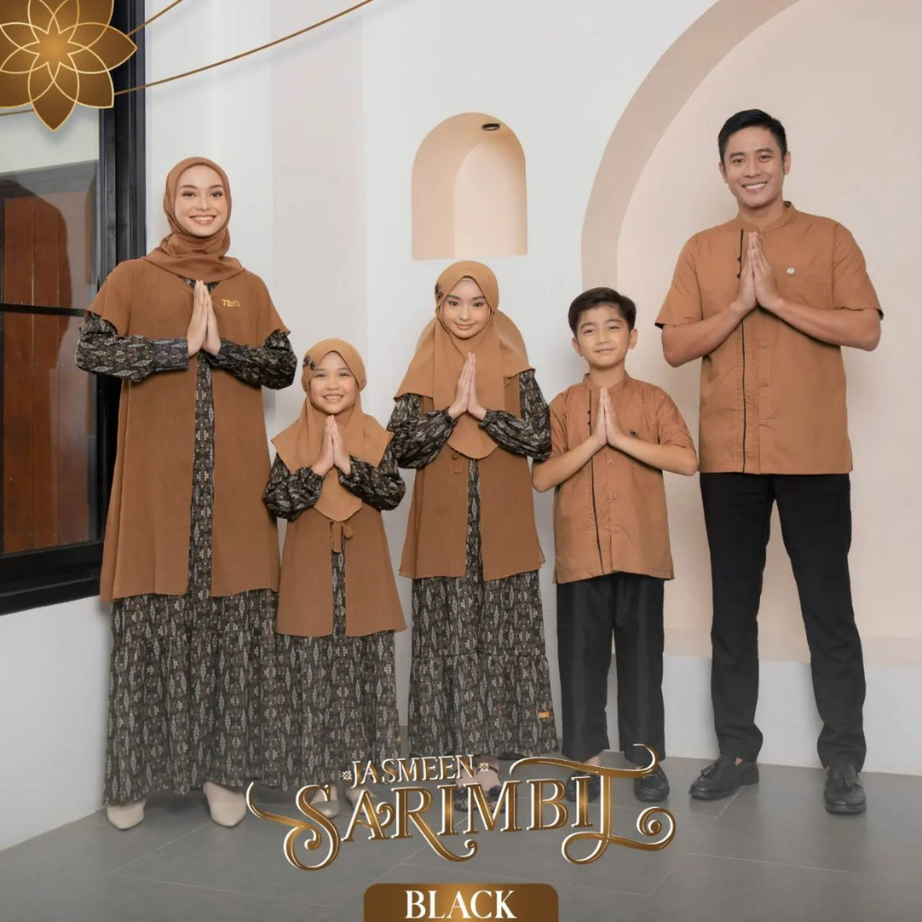 Sarimbit Jasmeen Black Nibras/  baju seragam / baju couple/ sarimbit keluarga/ baju lebaran/ gamis l