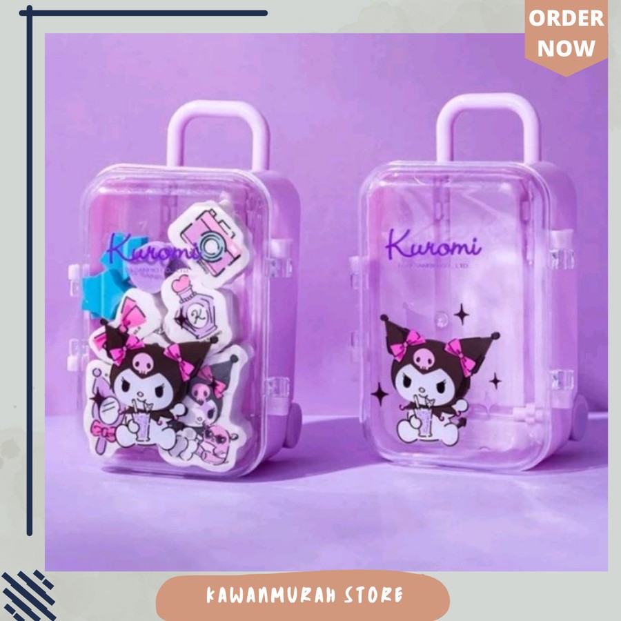 

Penghapus Set Karakter Kuromi Melody Lucu / Penghapus Koper Sanrio - Kuromi