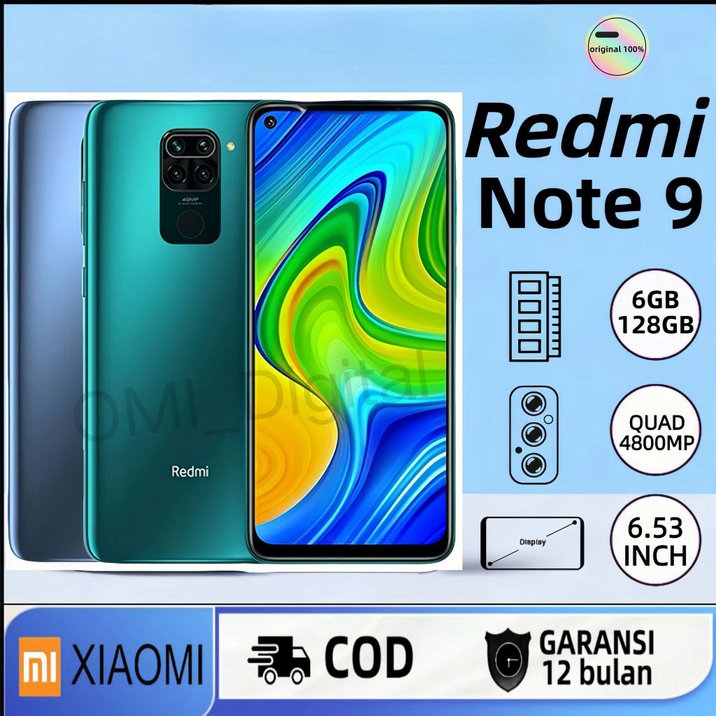 hp Xiaomi Redmi Note 9 RAM6GB/128GB kamera13/48+8+2+2MP original 100% Murah Baru Second segel Fullse