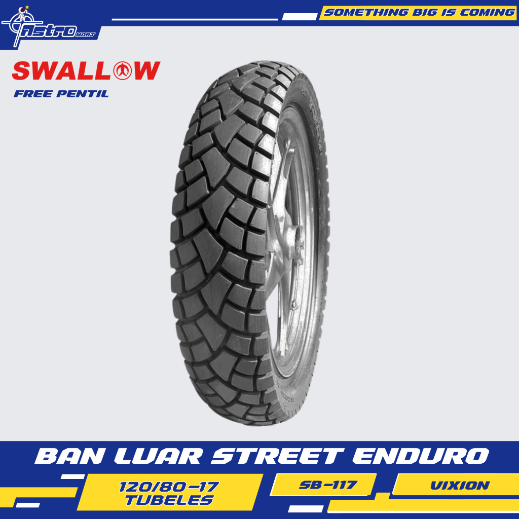 BAN LUAR 120/80-17 SB-117 STREET ENDURO TUBLES SWALLOW