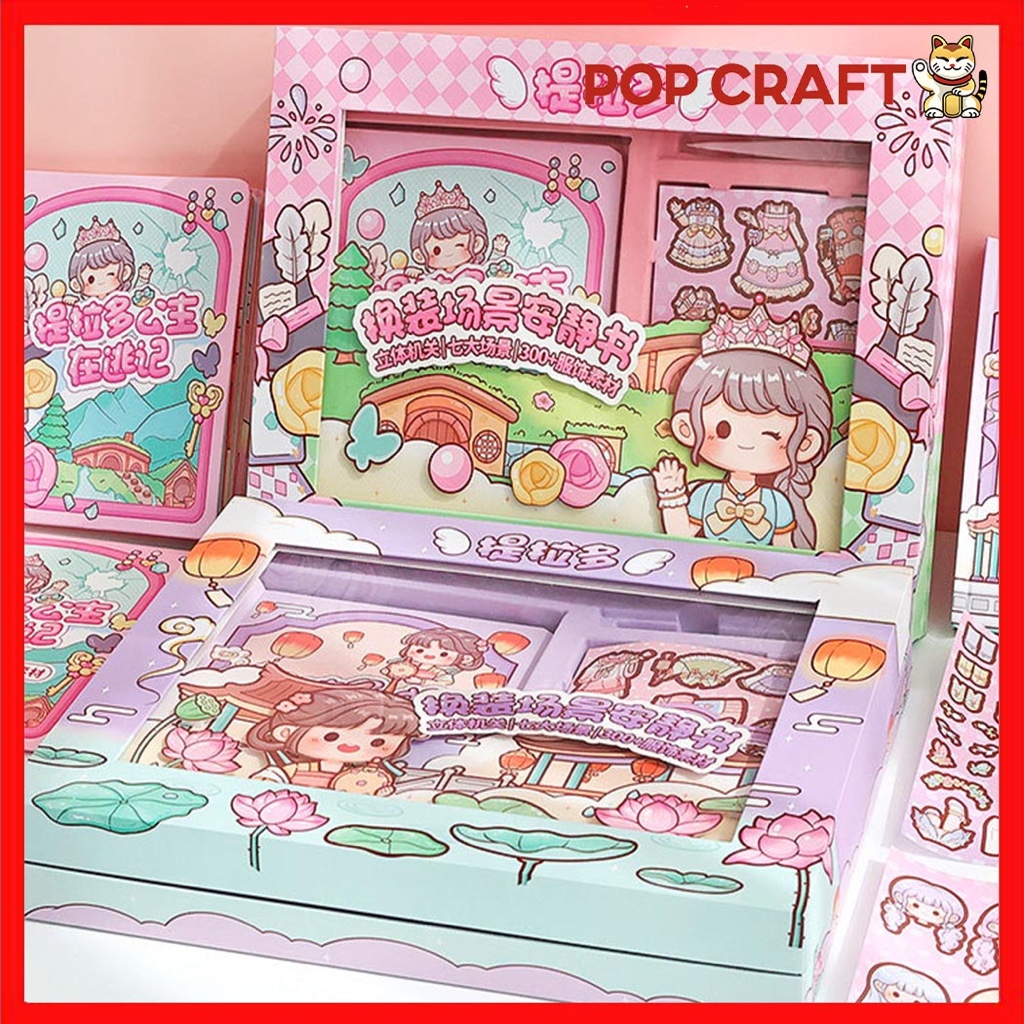

PC Quiet Book Set DIY Pakaian Lucu Karakter Gift Box Hadiah Handbook Sticker Book Quiet Book TLD 161