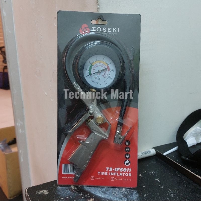 TOSEKI original tire inflator multifungsi alat isi angin dan ukuran tekanan angin ban mobil / motor