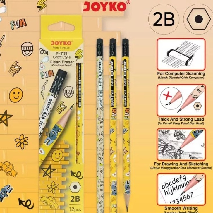 

BRAND PERLUSIN Pencil Pensil P8133 2B 1 Box 12 Pcs Graff Style