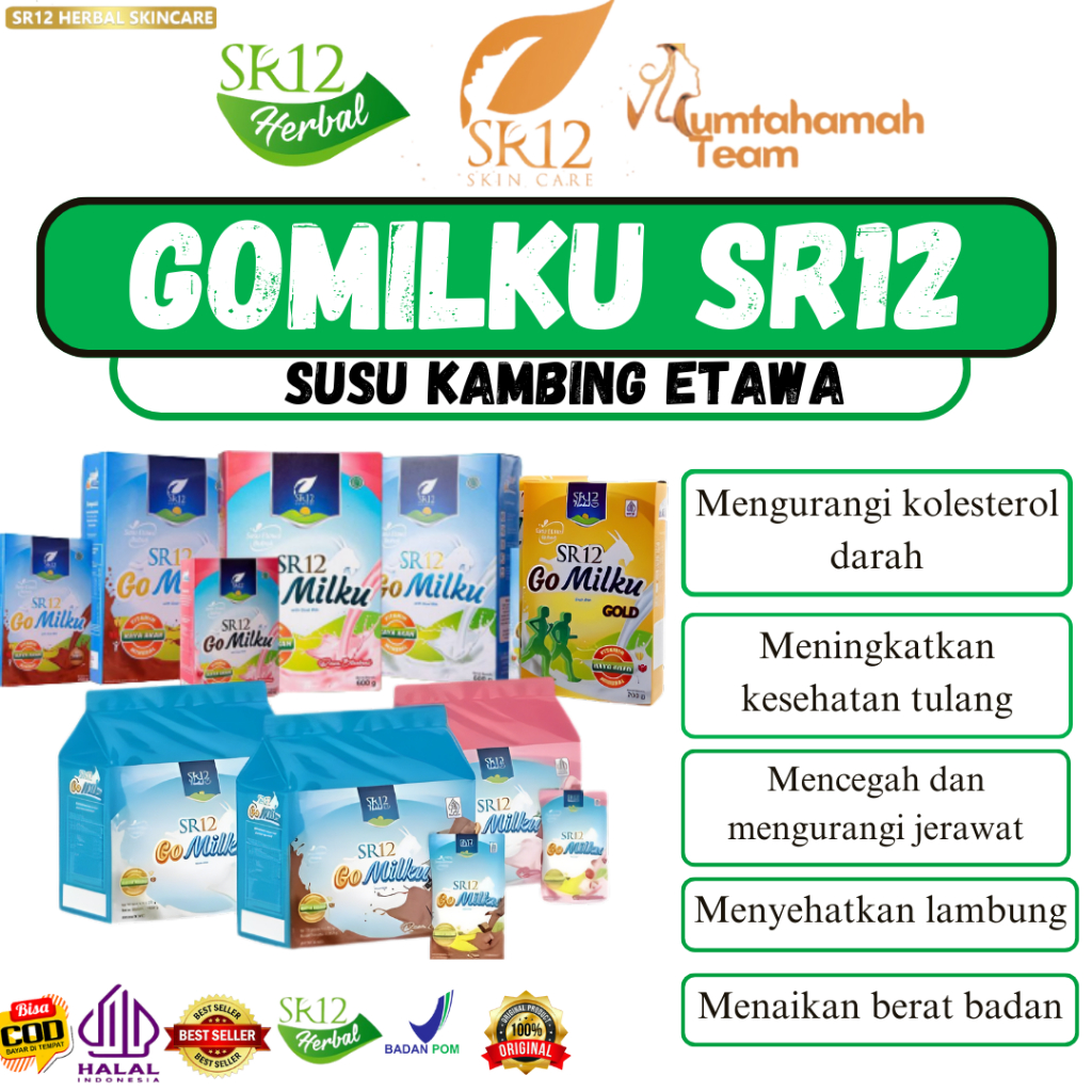 

GOMILKU SR12 SUSU KAMBING / GO MILKU SUSU ETAWA KUALITAS PREMIUM / GOAT MILK BUBUK TANPA GULA BPOM