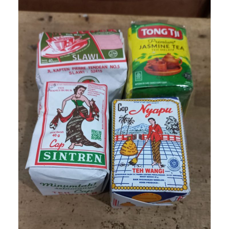 

4 macam teh buat racikan teh nyapu, sintren,tong tji, gopek