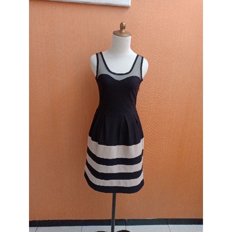 mini midi dress wanita hitam S kutung cute santai remaja dewasa
