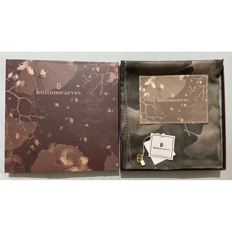 [ SIAP KIRIM ] NEW Ginkgo square voal Grass Jelly Buttonscarves Lawasan