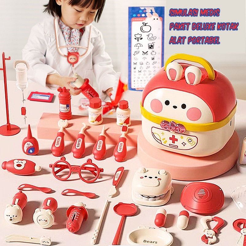 Gigitoy 61Pcs Mainan Dokter Anak/Dokteran Set Lengkap Playset Mainan Edukasi/Perangkat Bermain Pemeriksaan Pasien