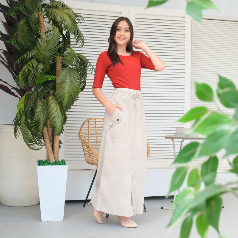 Rok Span Panjang Wanita H-Line melar 102500  Skirt span Katun Twill Premium  Cantik
