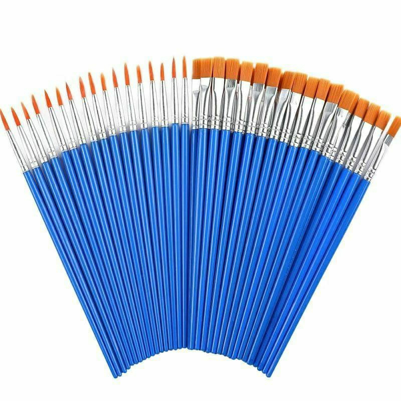 

(ECER) Kuas Lukis Akrilik Bulu Nilon Cat Air / Minyak Set Paintbrush Ujung Pointed Dan Flat - Artist Paint Brush