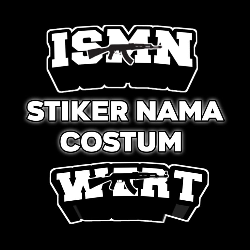 

( ISI 30 PCS ) STIKER NAMA COSTUM WARNA HITAM