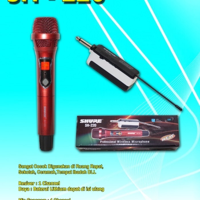 Mic Wireless Shure SH220 Shure SH-220 single mic 1 Pegang