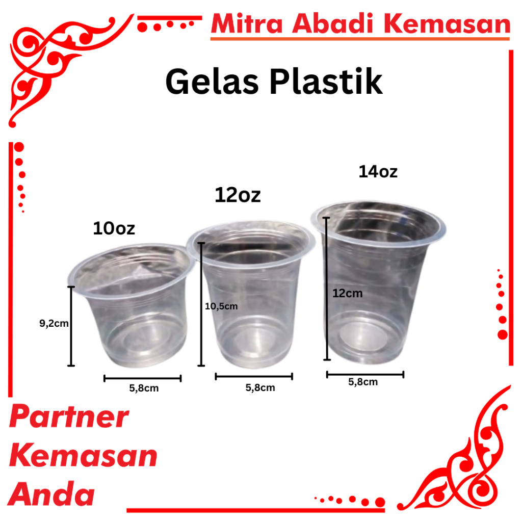 Gelas Plastik 10oz 12oz 14oz | Gelas Plastik O Cup | Gelas Minuman