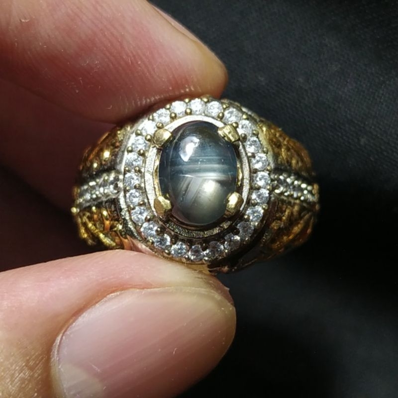 Natural Star Sapphire Bangsing Biru Star 12 material kristal ready ruby star burma kalimaya black op