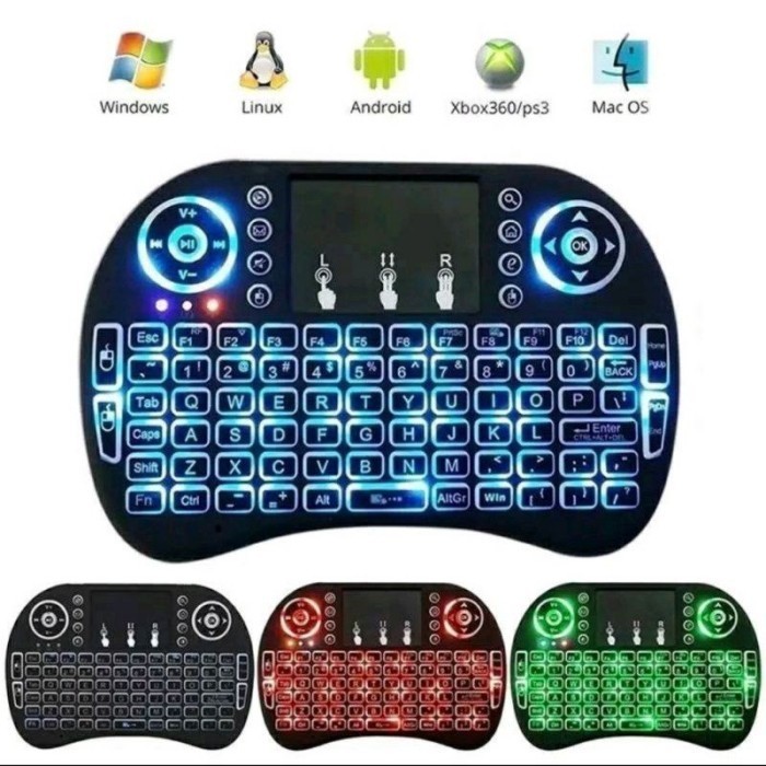 RAINBOW LED Mini Keyboard i8 Air Mouse Mini Keypad Wireless Touchpad - AS