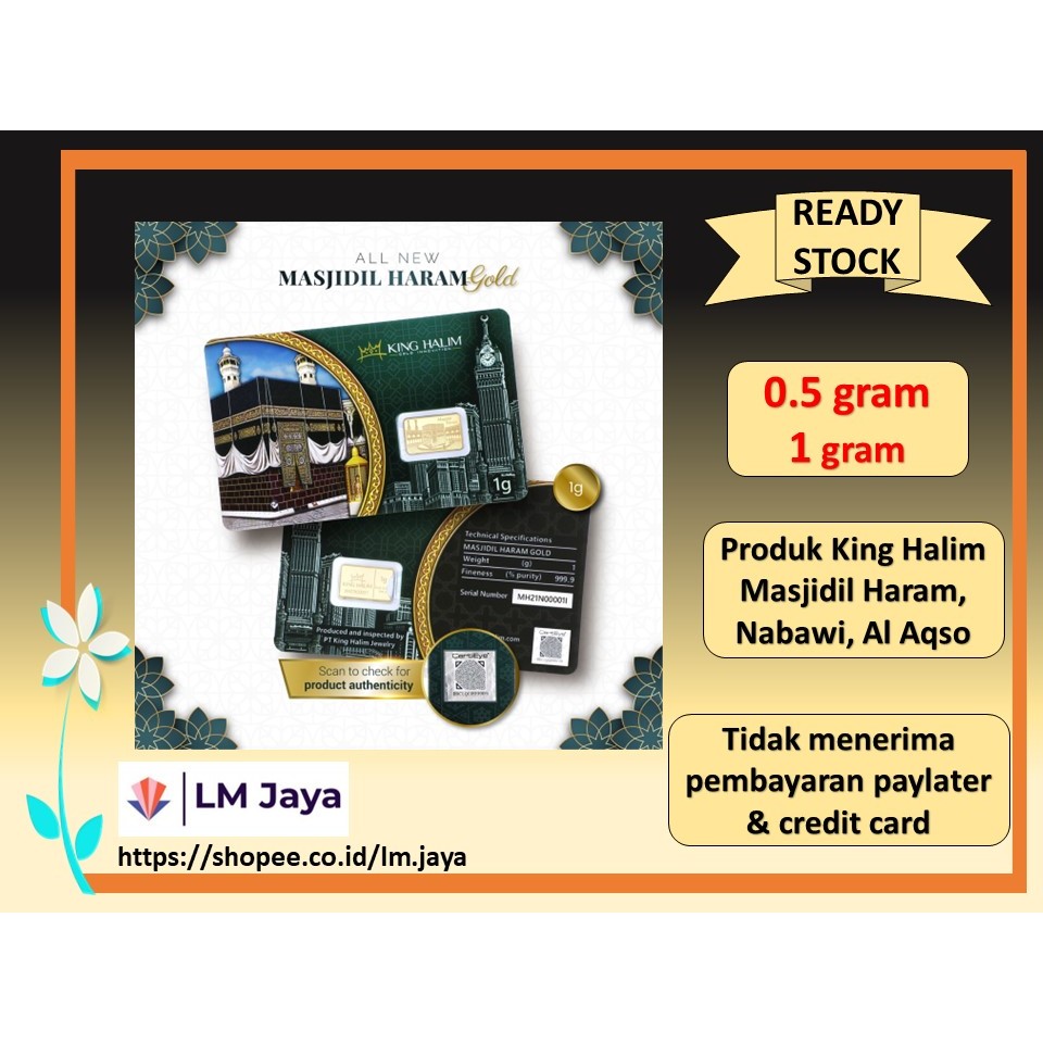 Logam Mulia King Halim 1 gram Logam Mulia King Halim 0.5 gram LM 1 gram LM 0.5 gram Kabah 1 gram Kab