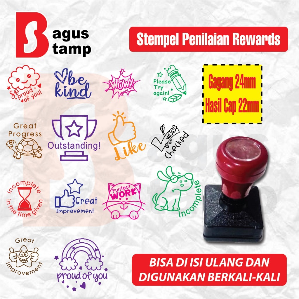 

Stempel Rewards Teacher Stamp Penilaian Guru Anak LUCU TK SD Paud