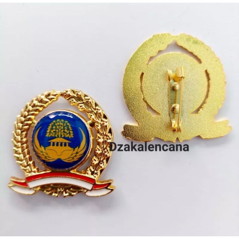 Pin Bros Padi Kapas Bendera Logo KORPRI/KOPRI/ASN Warna Hitam Biru Model Peniti/Magnet