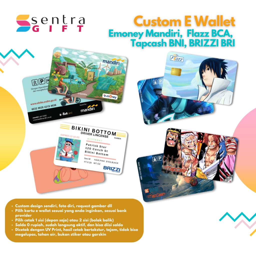 E-Money Custom Spesial Member/ ID Card 2 Sisi Free Design, Nama, Foto