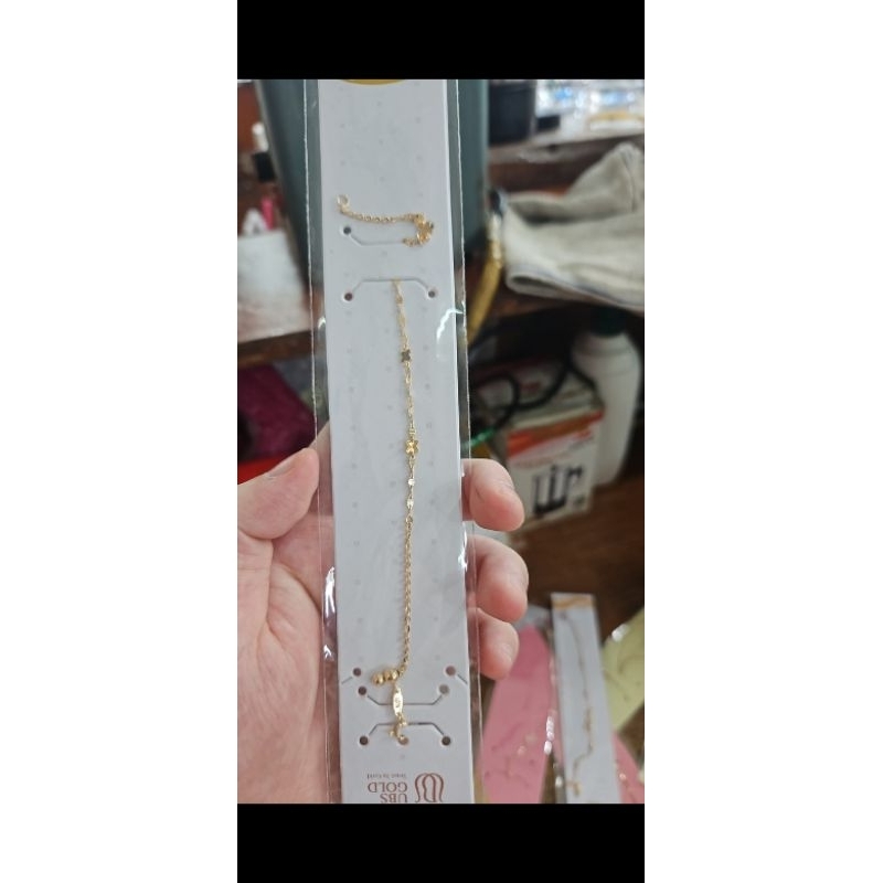 Gelang rantai tangan cd paperclip tipis emas asli 700 70% murah polos