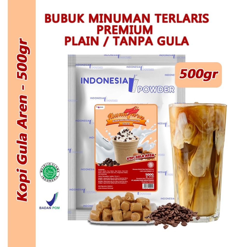 

NUSANTARA Bubuk Minuman Instant Premium Plain Tanpa Gula Horeca Rasa Kopi Gula Aren / Brown Sugar Coffee 500 Gr Omura Powder