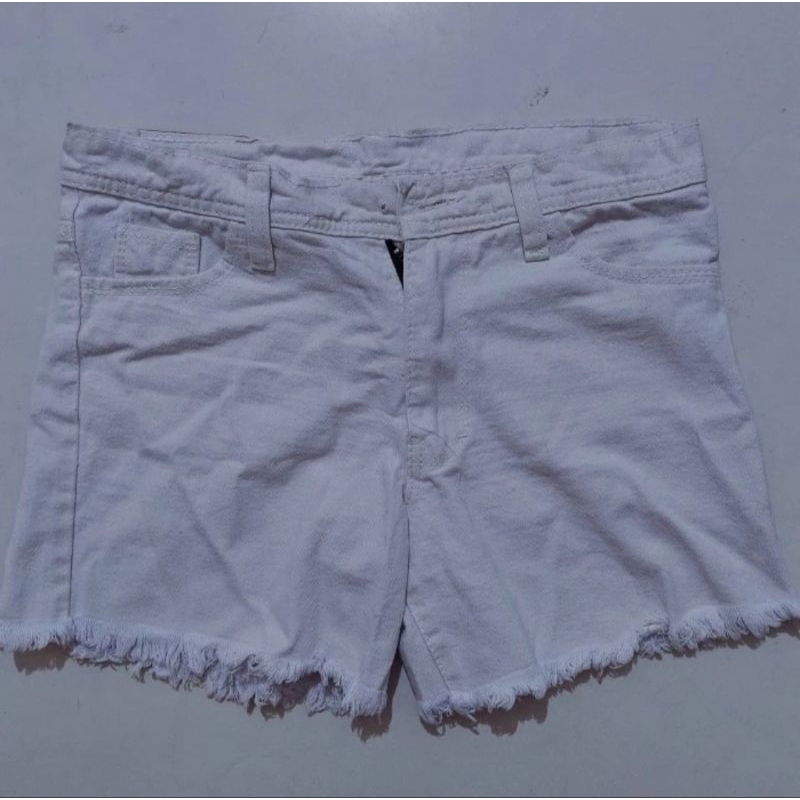 Preloved Celana Jeans Pendek Wanita Putih Fashion Bawahan denim Second Bekas