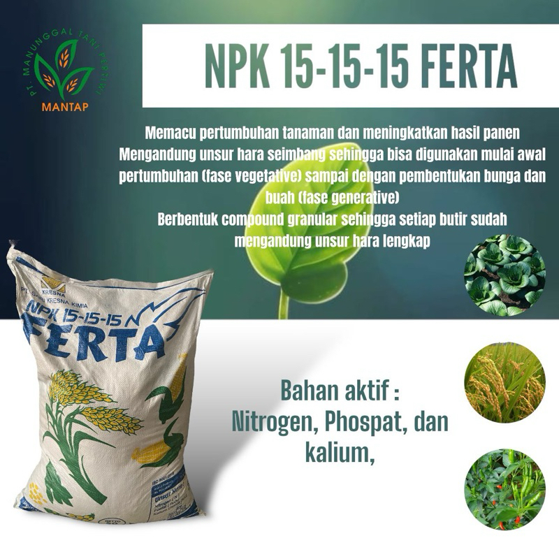 Pupuk FERTA NPK 15-15-15 1 Kg (repack)