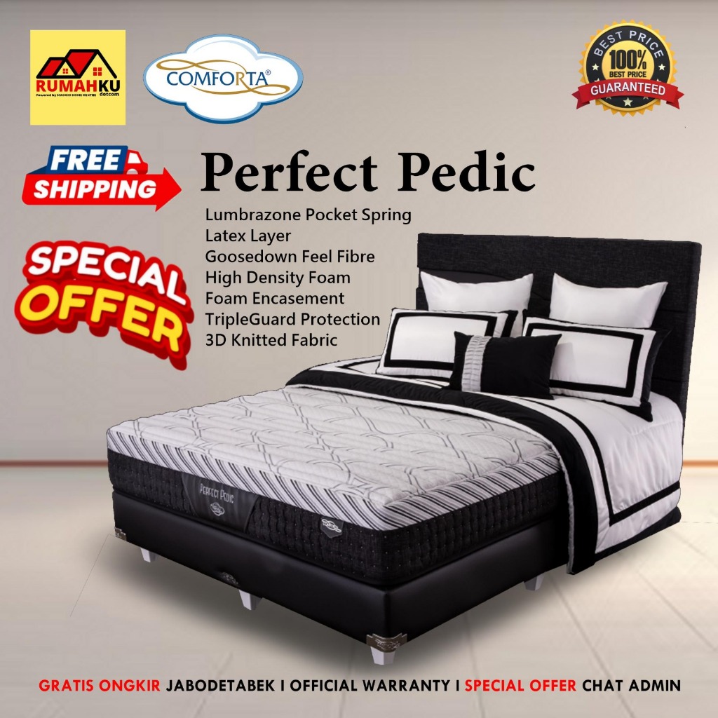 KASUR SPRINGBED COMFORTA 2021 MATRAS SPRINGBED PERFECT PEDIC COMFORTA