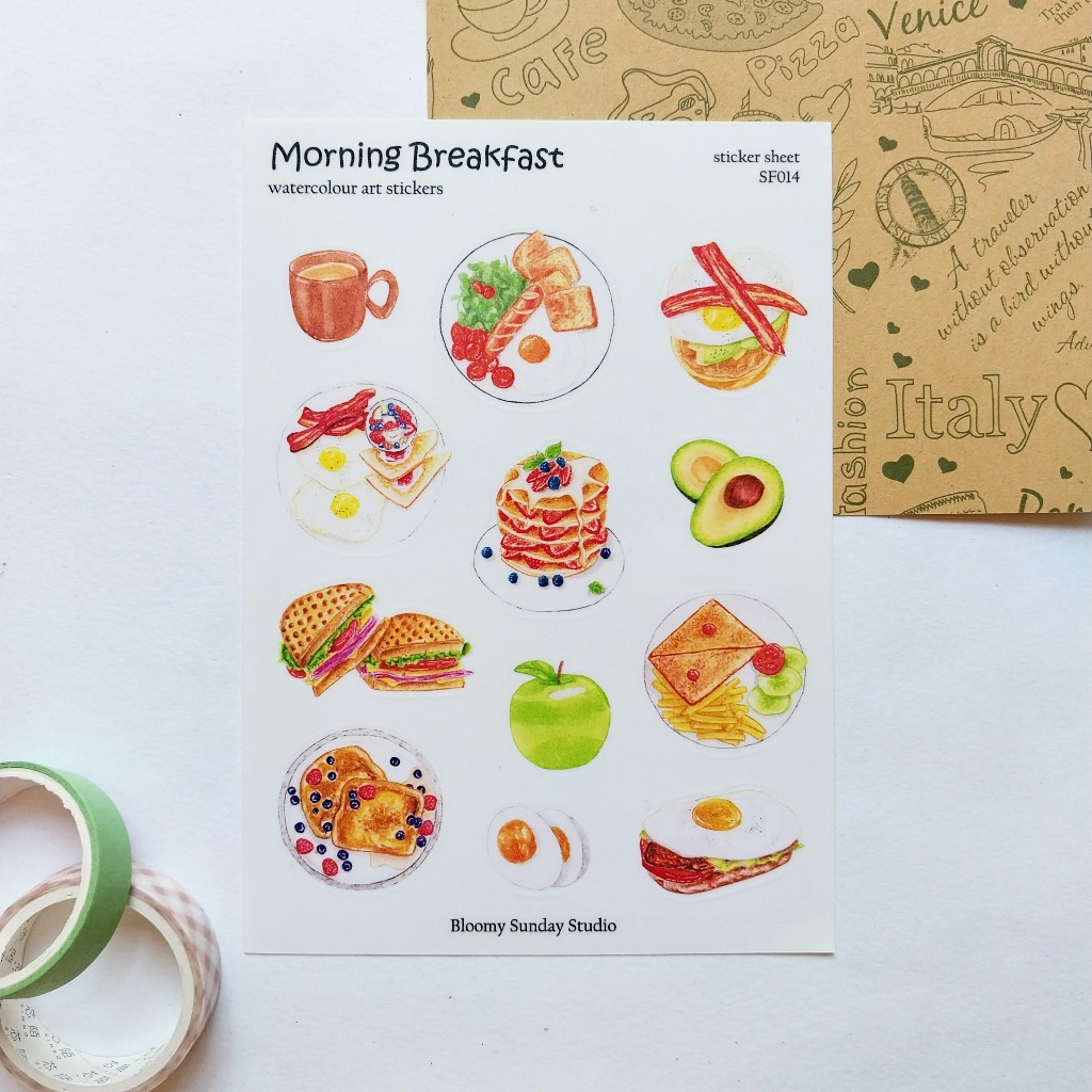 

Morning Breakfast / Food Sticker Sheet / Sticker ilustrasi / Sticker Kiss Cut