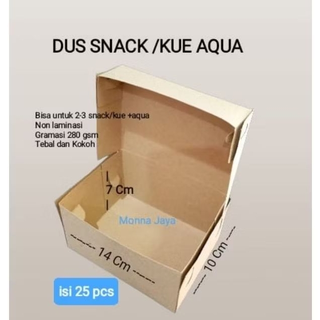 

(25 pcs) Dus Snack Aqua Kraft Coklat/Kotak Snack Kecil/Box Snack Kue Jajanan/Tebal