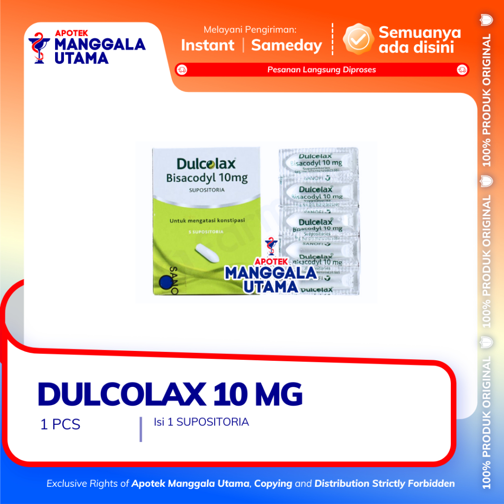 DULCOLAX ADULT 10 MG SUPP @ 1 SUPOSITORIA