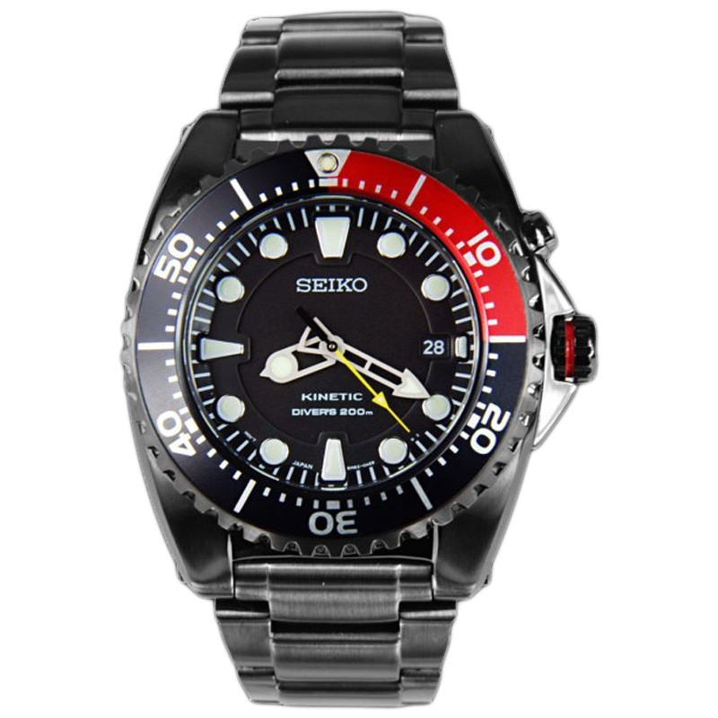 Seiko SKA577P1 Divers Kinetic Black Red Garansi Resmi ORIGINAl